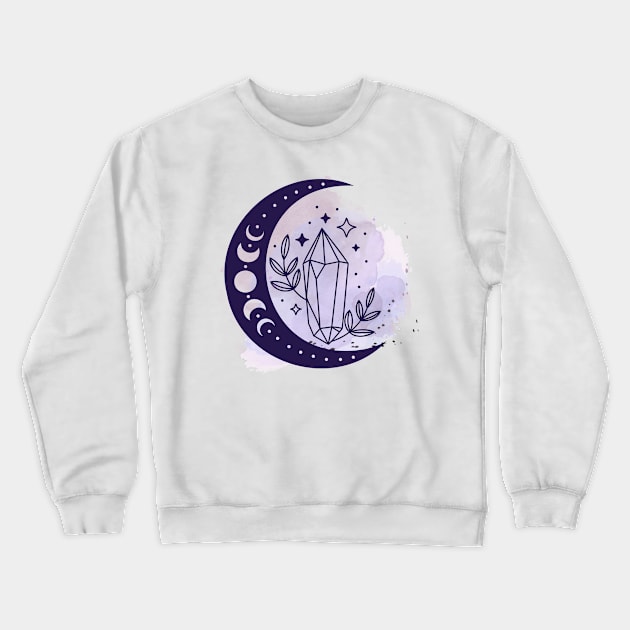 Crystal Moon Galaxy Crewneck Sweatshirt by ontheoutside